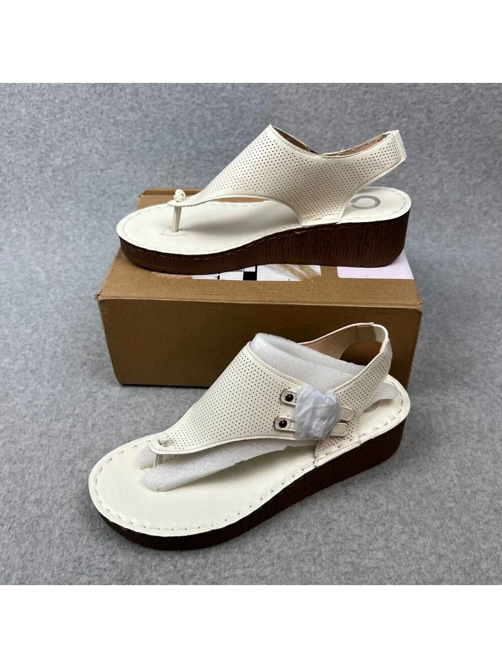 Journee Collection McKell Wedge Sandals Womens 8 Faux Leather Perforated